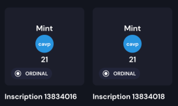 BRC-20 tokens minted