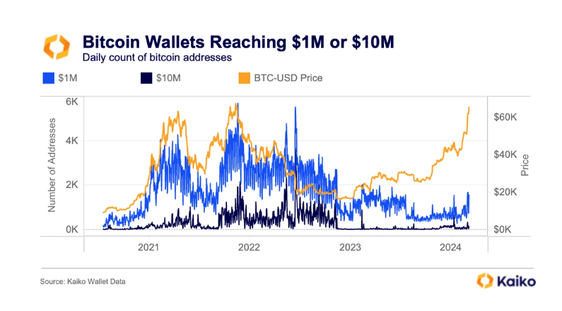 Bitcoin’s rally creating millionaire wallets each day  - 1