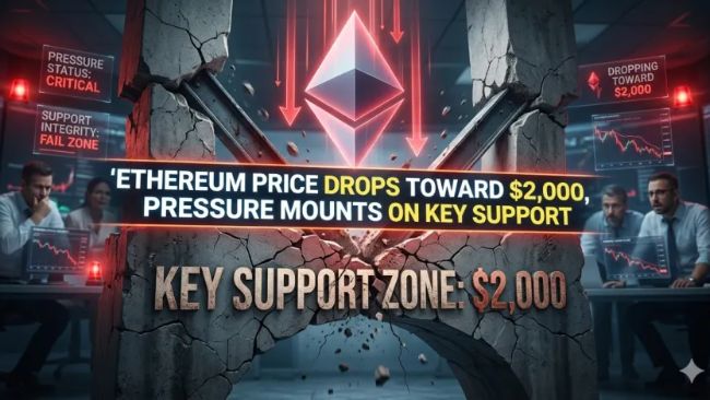 Ethereum Price Drops Toward $2,000, Pressure Mounts on Key Support